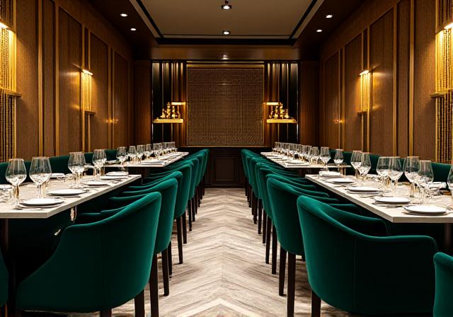 Interni eleganti del ristorante in stile Art Deco